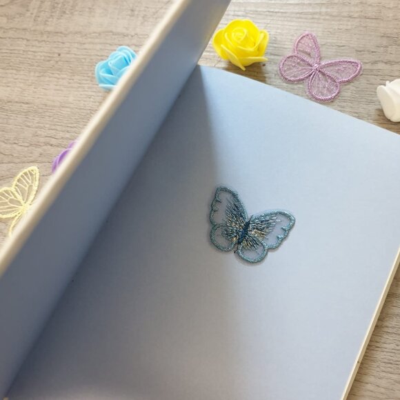 Notebook-Organza Butterfly Flowers Handmade Journal Notepad Teacher Gift - Picture 2 of 5